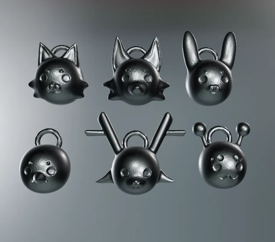 Chibi Animals Pendant Set (Cat, Dog/Wolf, Rabbit/Hare, Bird, Bug/Insect, Deer)