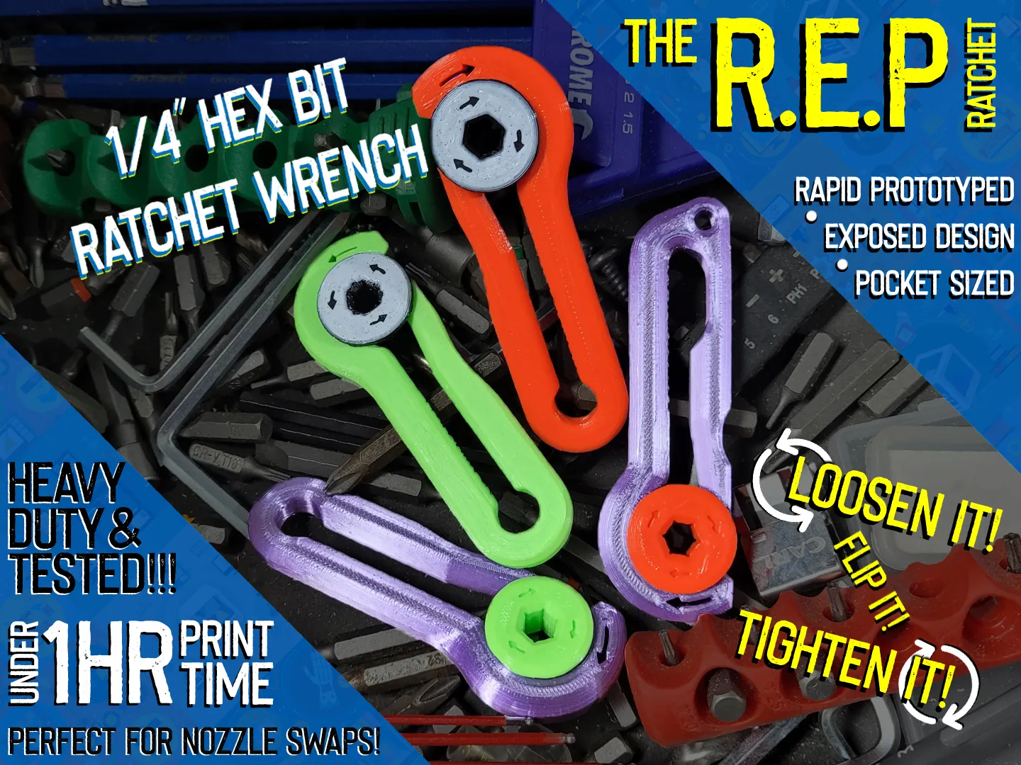 Tiêu đề Cờ lê REP Ratchet nguyên bản - Công cụ cờ lê Hex Bit