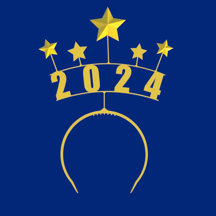 Happy New Years 2024 Bobble Stars Hairband
