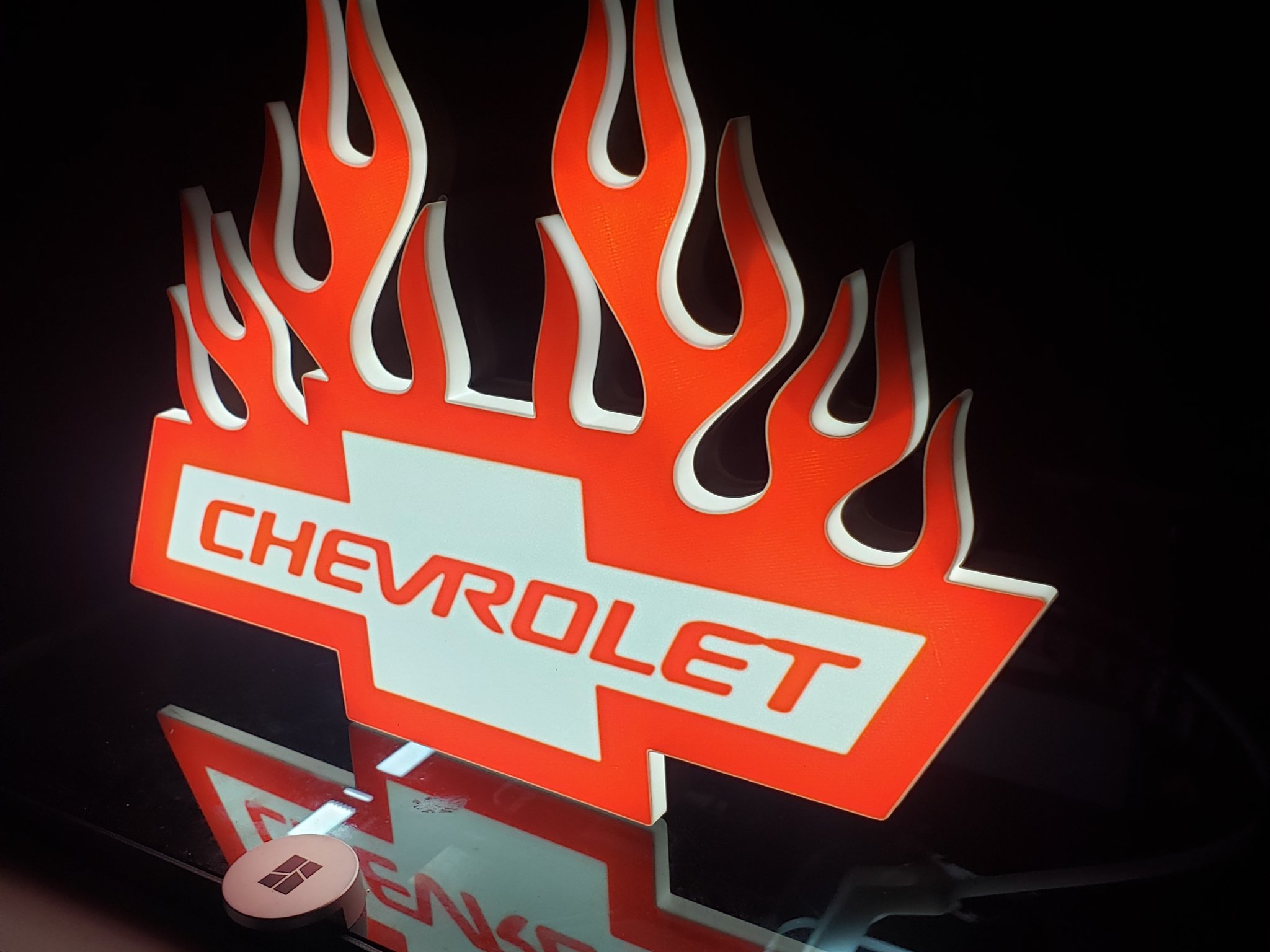 Tiêu đề Hộp đèn Chevy Flames Tóm tắt Hộp đèn Chevy Flames In B