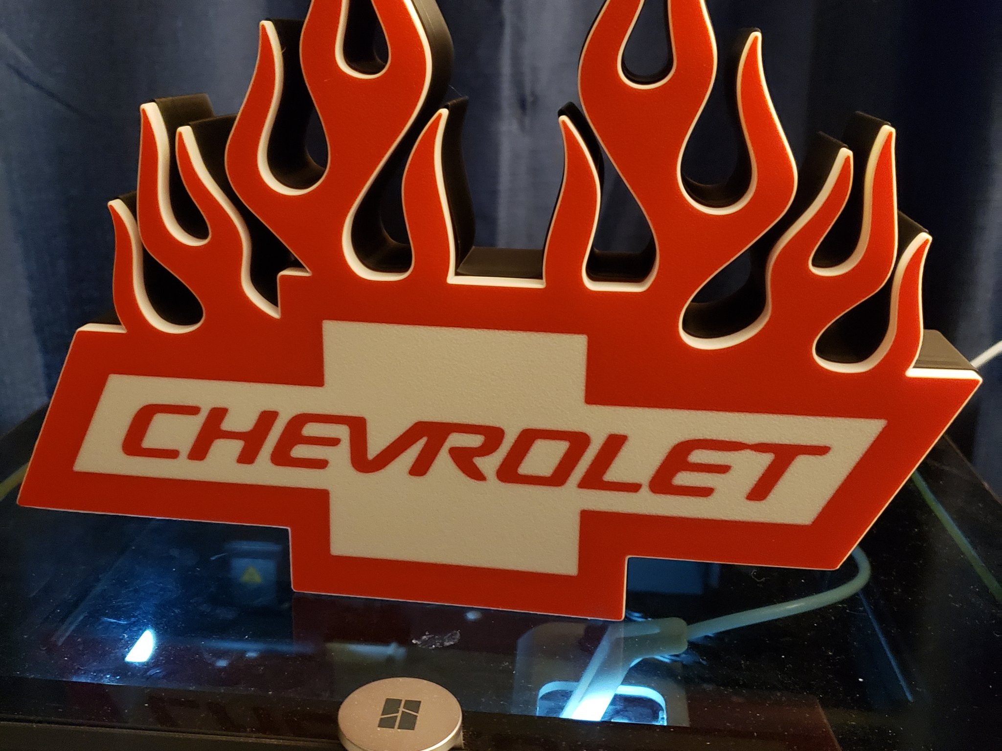 Tiêu đề Hộp đèn Chevy Flames Tóm tắt Hộp đèn Chevy Flames In B