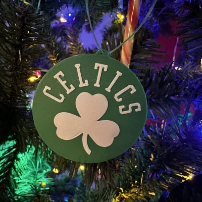 Trang trí Giáng sinh Logo Boston Celtics (Logo Cỏ ba lá + Chú Lùn May mắn Một màu)