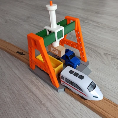 Cần cẩu giàn cho tàu gỗ (Tương thích Brio) - Tải từ tính và nhả hàng bằng nút bấm!