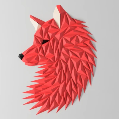 Nghệ thuật treo tường đầu Sói/Cáo hình học (Nhiều Bộ Phận)