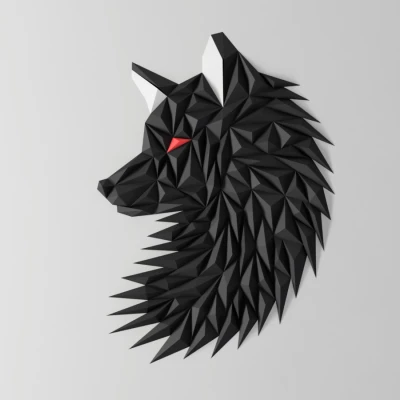 Nghệ thuật treo tường đầu Sói/Cáo hình học (Nhiều Bộ Phận)