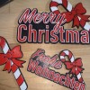 Biển "Frohe Weihnachten / Merry Christmas" 3 màu hình cây kẹo - Thumbnail 2