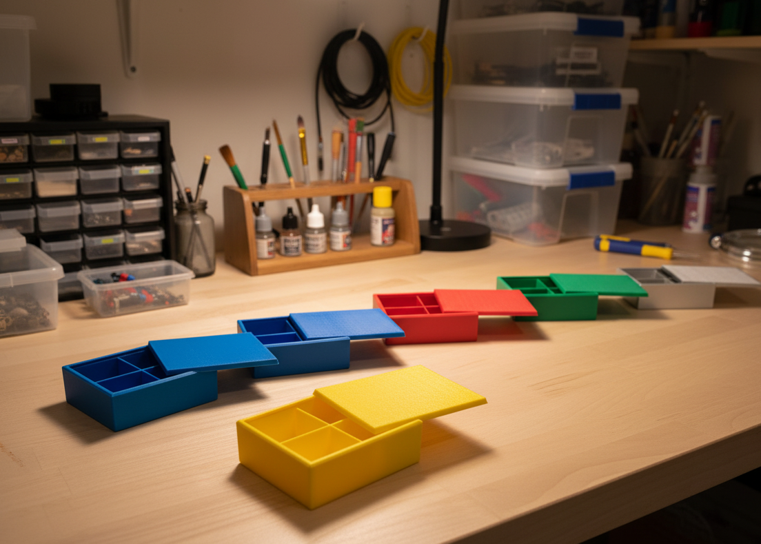 Hộp có nắp ghép đuôi én và 4 ngăn (có thể thay đổi tỉ lệ)