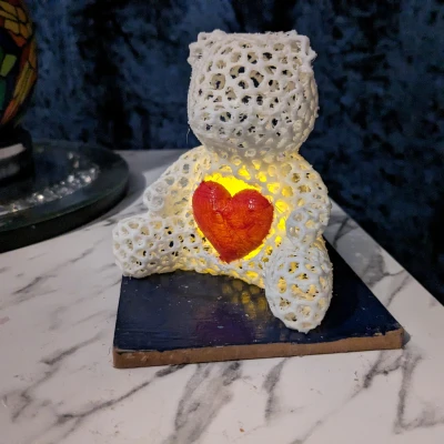 Đèn Cầy Gấu Trái Tim Lớn