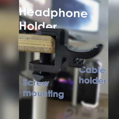 Kẹp Giữ Tai Nghe - Gắn Bàn Có Vít - Kẹp Dây Ngắn