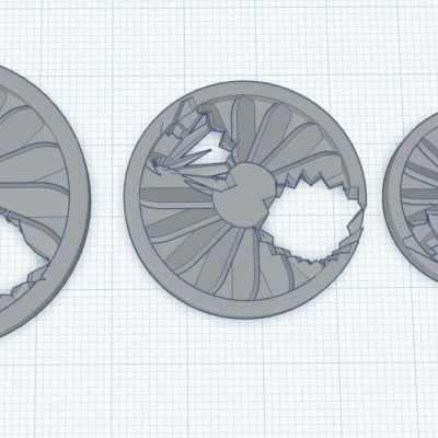 Chân Đế Mô Hình Mini Họa Tiết Quạt Bị Phá Hủy