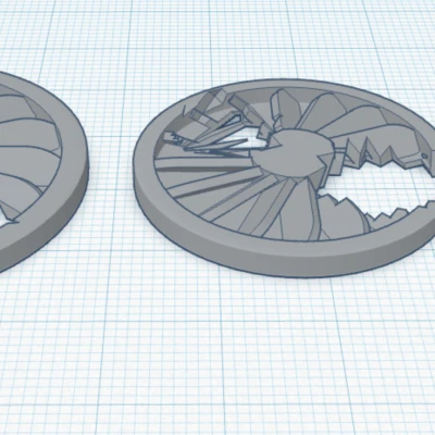 Chân Đế Mô Hình Mini Họa Tiết Quạt Bị Phá Hủy