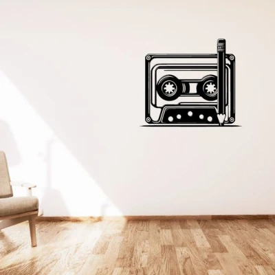Trang trí tường băng cassette với bút chì