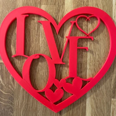 Trái Tim Tình Yêu 2D Cho Lễ Tình Nhân Có Đế Cắm