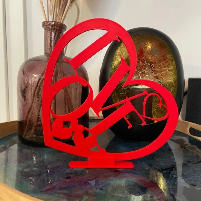 Trái Tim Tình Yêu 2D Cho Lễ Tình Nhân Có Đế Cắm