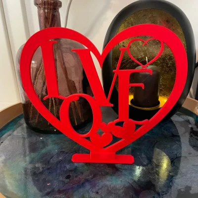 Trái Tim Tình Yêu 2D Cho Lễ Tình Nhân Có Đế Cắm