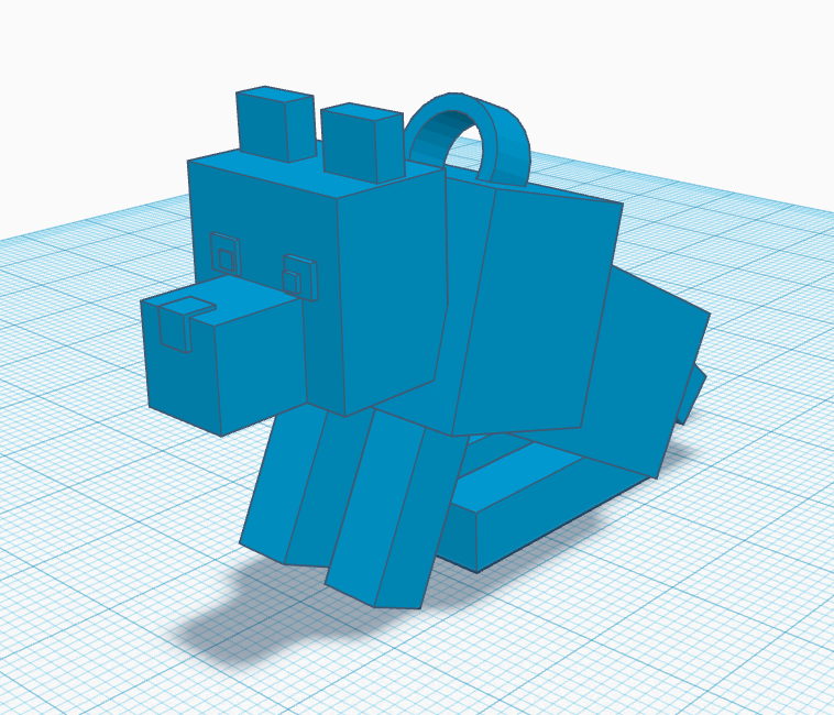 Chó Minecraft Ngồi Có Khoen Móc Khóa