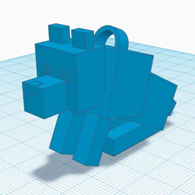 Chó Minecraft Ngồi Có Khoen Móc Khóa