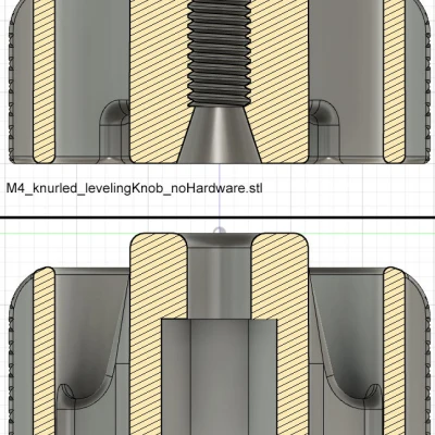 Núm Xoay Tăng Chỉnh Mặt Bàn M4 Có Vân Cho Ender 3 (Parametric Fusion 360)