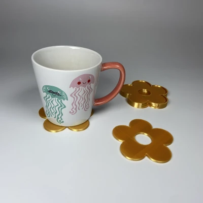 Bộ Đế Lót Ly & Kệ Hoa Cúc, Đựng Được 4 Ly