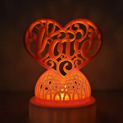 Chân đèn Trà Hình Trái Tim "Love" (Cưới, Kỷ Niệm, Valentine)