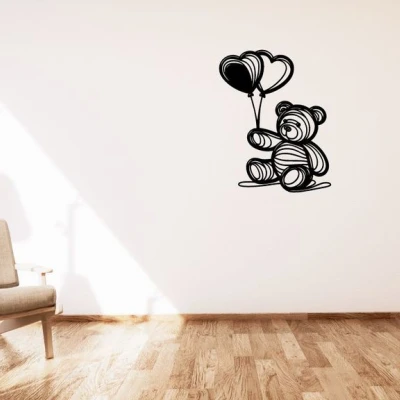 Tranh gấu Teddy với bong bóng treo tường
