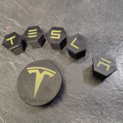 Nắp Chụp Mâm Xe Tesla - Bản Remix Có Logo In Màu