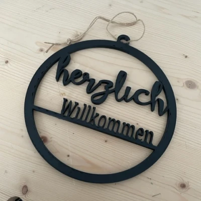 Biển "Herzlich Willkommen" / Treo Cửa