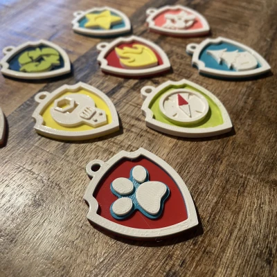 Huy hiệu Paw Patrol (móc khóa / mặt dây chuyền) Thẻ bài