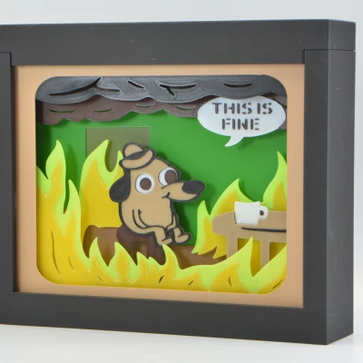 Hộp Ảnh Shadow Box "This Is Fine" Meme