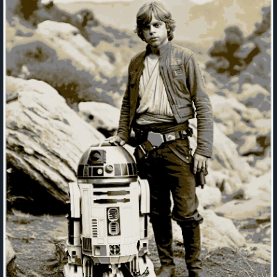 Mô hình Luke & R2D2 - Tranh vẽ bằng sợi Filament