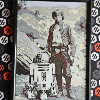 Mô hình Luke & R2D2 - Tranh vẽ bằng sợi Filament