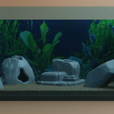 Gói Đá Low Poly Cho Hồ Cá Có Chỗ Trốn (Không Cần Support)