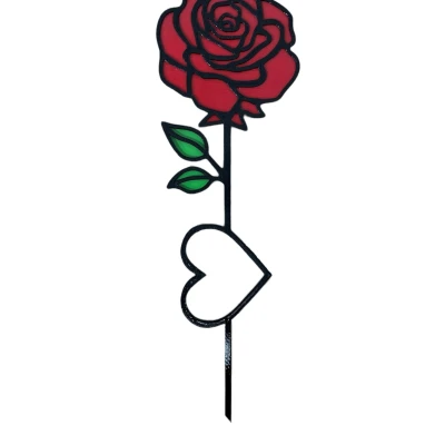 Hoa Hồng Valentine Đính Kèm Trái Tim - Đa Sắc