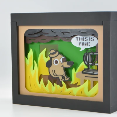 This Is Fine - Máy In 3D Bốc Cháy - Hộp Bóng Đổ