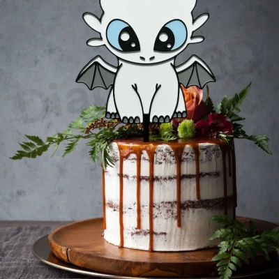 Light Fury - Cake Topper - Bí Kíp Luyện Rồng - Bezzubka - Bé Rồng Trắng