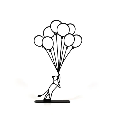 Mèo Nghệ Thuật Đường Nét Tối Giản Cùng Bong Bóng