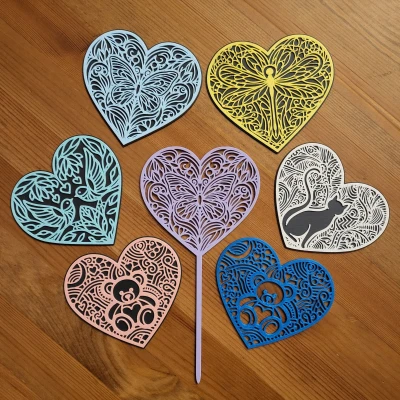 Trái tim có con vật, nhiều kiểu dáng và loại