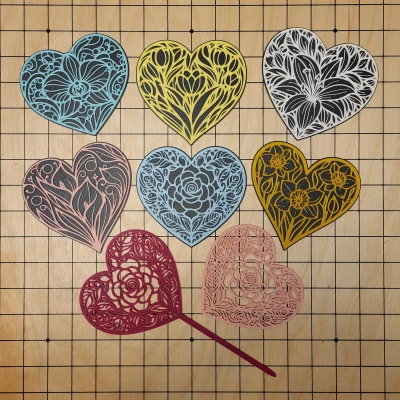 Trái tim với hoa, nhiều kiểu và loại