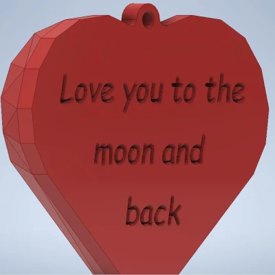 Móc Khóa/Mặt Dây Chuyền Trái Tim Low Poly Ngày Lễ Tình Nhân