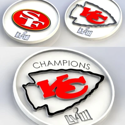 Đế Lót Ly/Miếng Lót Bia Super Bowl LVIII Vô Địch Kansas City Chiefs vs San Francisco 49ers