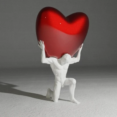 Atlas cầm Trái Tim Valentine - Có bản Low poly và bản thường