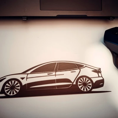 Tranh Treo Tường Hình Silhouette Xe Tesla Model 3