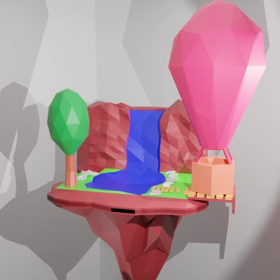 Đảo Nổi Phong Cách Low Poly - Rừng Cây