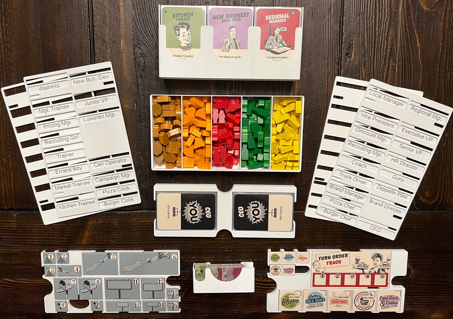 Bộ Chèn / Tổ Chức Food Chain Magnate - Có Giá Đỡ Nhân Viên & Hỗ Trợ Bảng Ghi Nhớ Khô Lớn Hơn BGG
