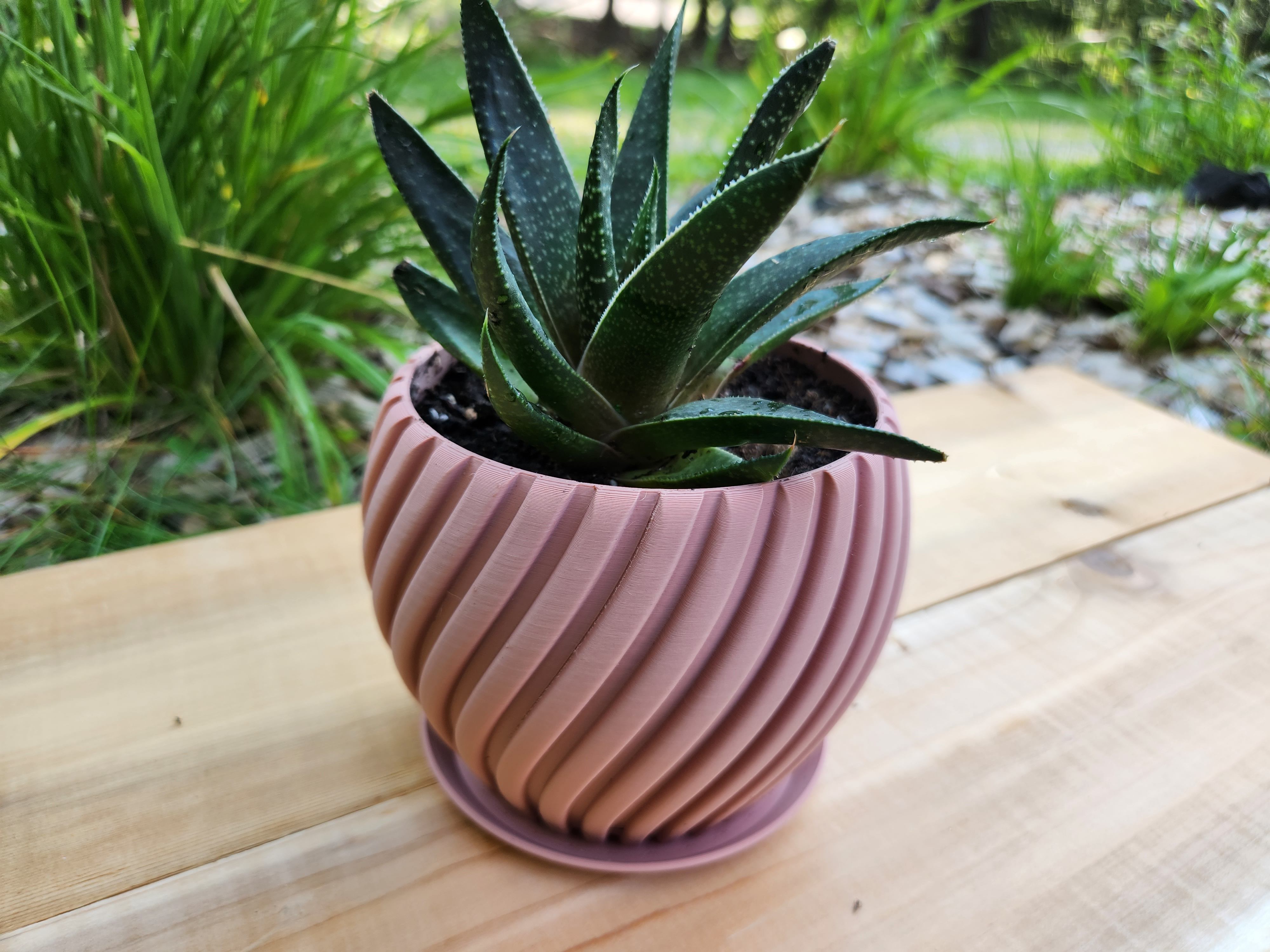 Chậu Hoa Cong Có Khay Thoát Nước Tích Hợp