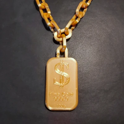 Lấp lánh! Dây chuyền vàng và mặt dây chuyền thỏi vàng