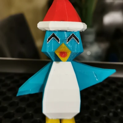 Móc khóa Chim Cánh Cụt Giáng Sinh Happy Low-polygon