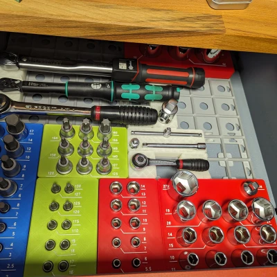 Hộp đựng cờ lê/tay vặn socket Gridfinity cải tiến