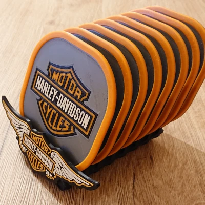 Bộ đế lót ly Harley Davidson In Đa Vật Liệu