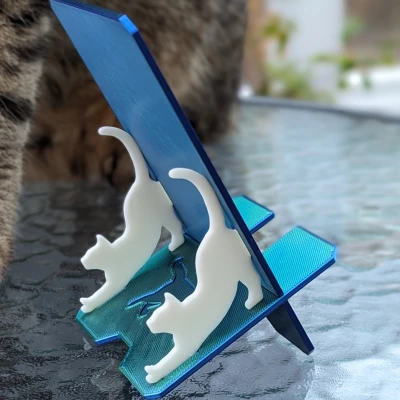 Đế Đựng Điện Thoại Hình Mèo, Gấp Gọn, In 3D